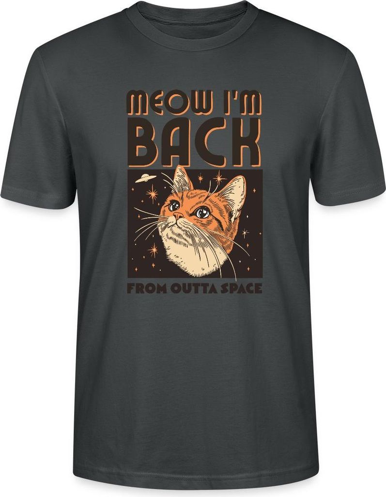 Spreadshirt Lustiges Weltraum Katzen Motiv Uni Bio T-Shirt, XL, Anthrazit