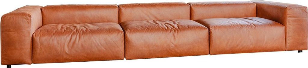 KAWOLA Sofa MIA Modulares Sofa 8-tlg. Lederfaserstoff cognac