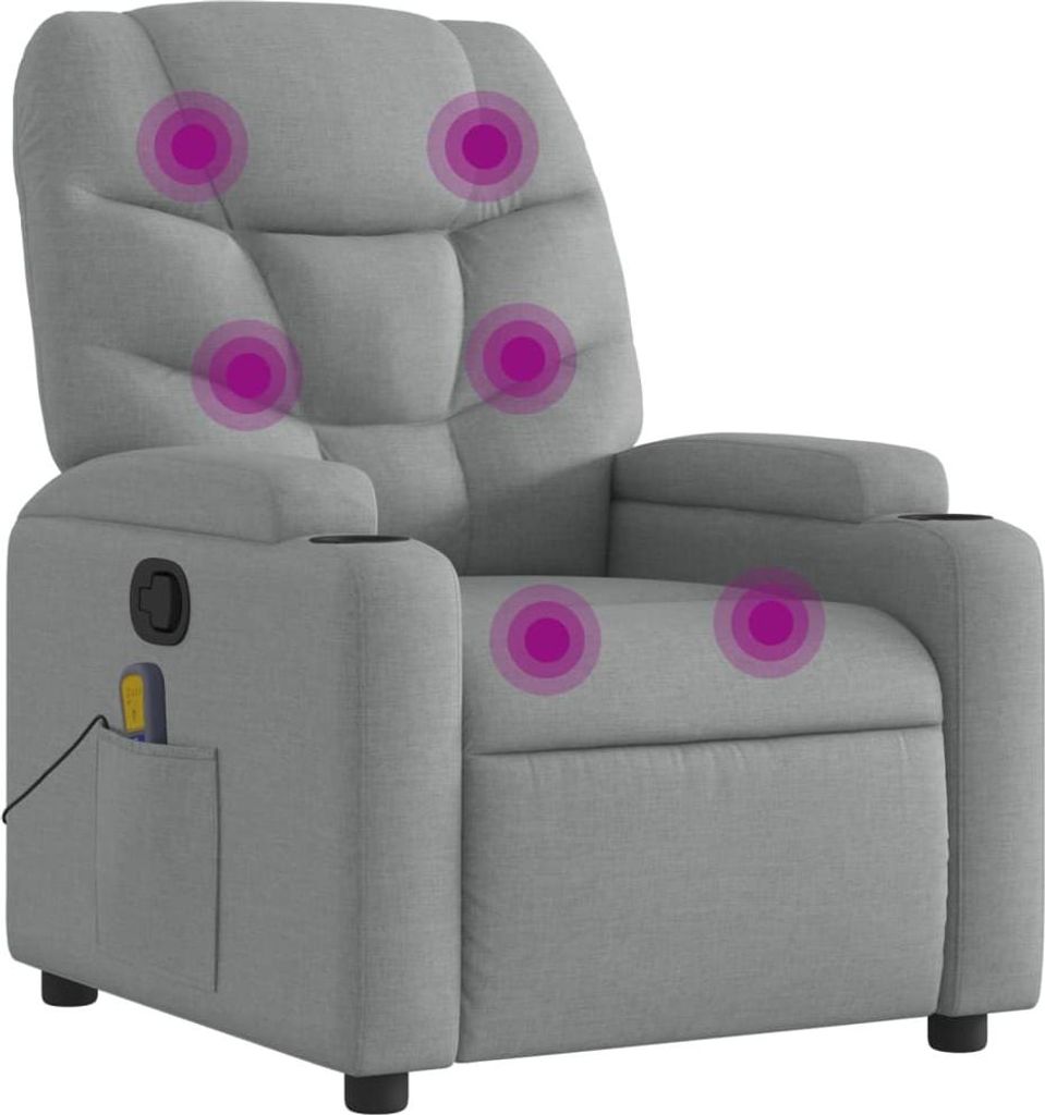 vidaXL Massage-Relaxsessel, hellgrauer Stoff