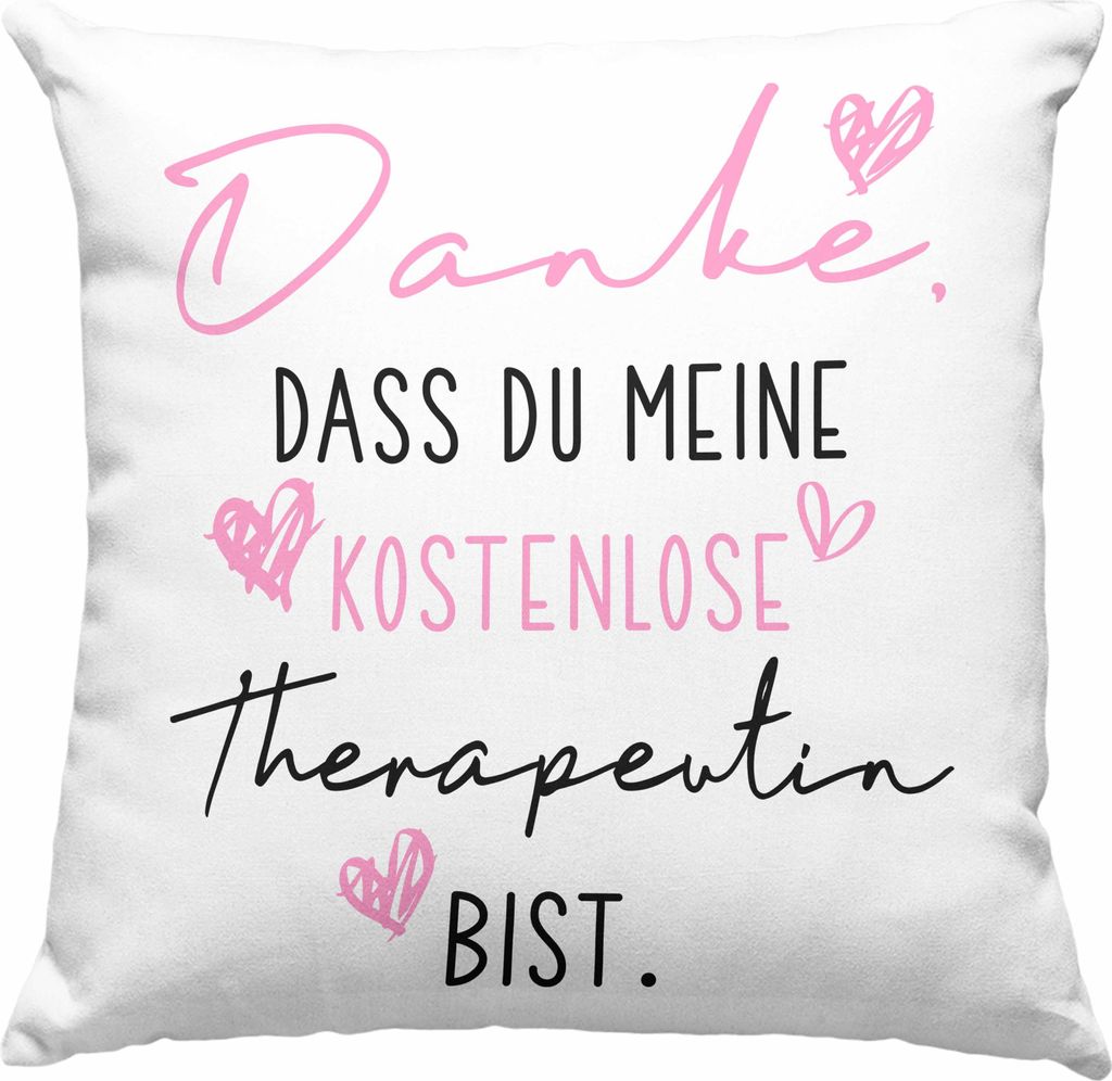 Trendation - Beste Freundin Deko-Kissen mit Füllung 40x40 Geschenk Beste Freundinnen Geburtstag Lustig Freundinnen Spruch Becher - Danke Dass Du M...