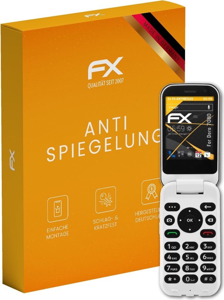 atFoliX FX-Antireflex 3x Schutzfolie kompatibel mit Doro 7080 Displayfolie