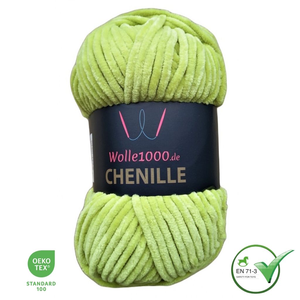 Wolle1000 Chenille - 46 GRÜN - 100g - weiches Chenille Garn Produktbild 