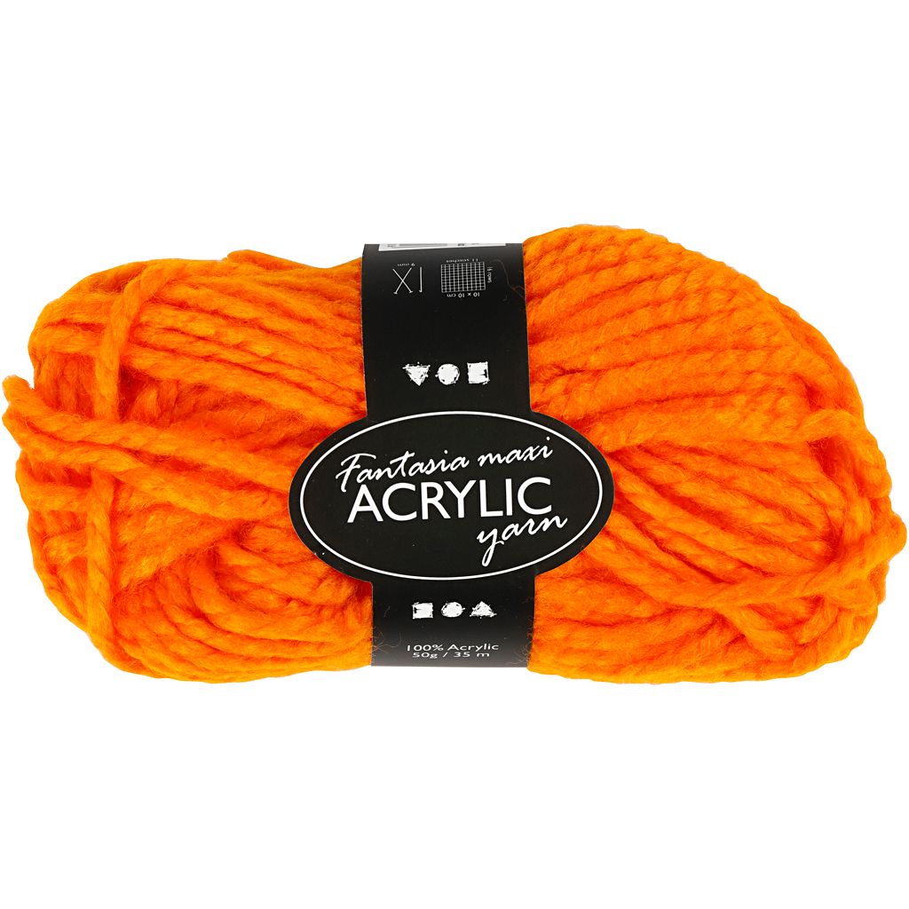Creativ Company Fantasia Acrylgarn, L: 35 m, Maxi, Neonorange, 50 g 1 Knäuel