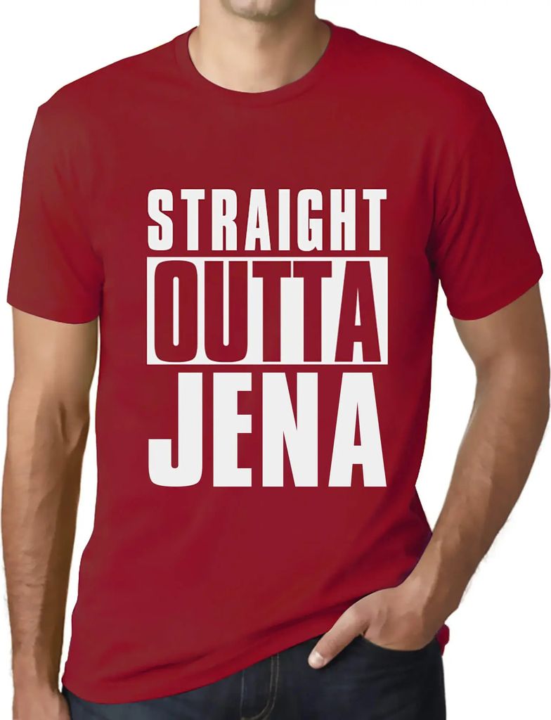 Herren Grafik T-Shirt Straight Outta Jena Öko-Verantwortlich Vintage Jahrgang Kurzarm Lustige Druck Geburtstag Geschenk Mann