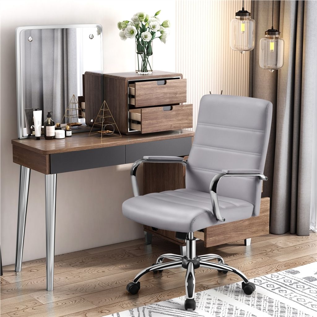 Yaheetech Bürostuhl ergonomischer Schreibtischstuhl, Drehstuhl mit Rollen, Bürohocker mit Armlehnen, Arbeitsstuhl mit Rückenlehne, Chefsessel Be...
