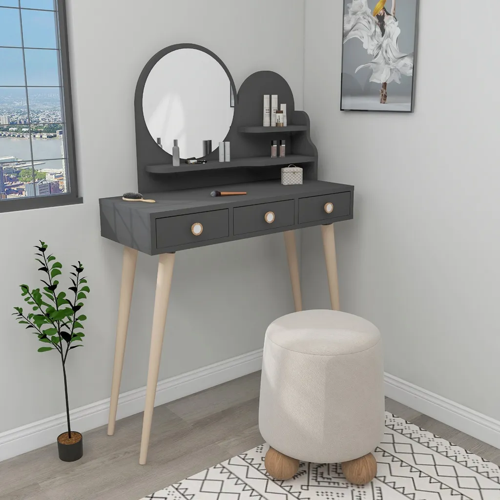 Skye Decor Coiffeuse Anthracite Ruges 130,8x74x35 cm - Design Moderne