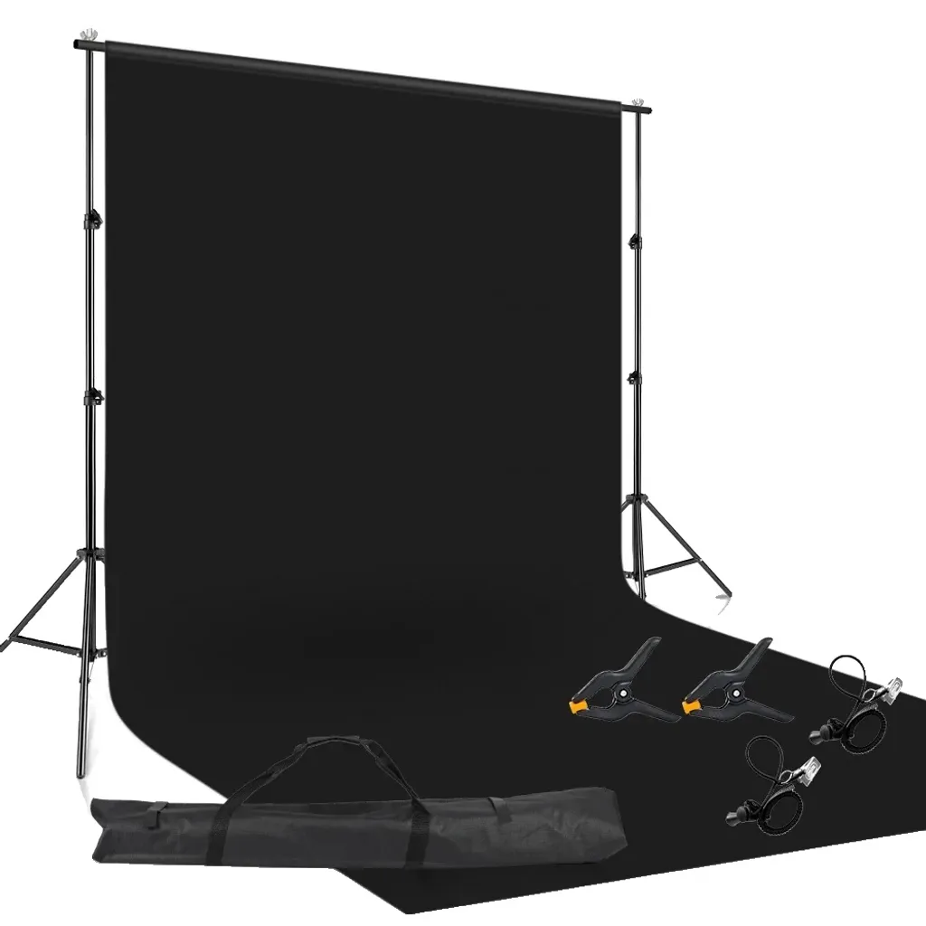 Kit studio photo support de fond réglable avec écran Rouge Orange