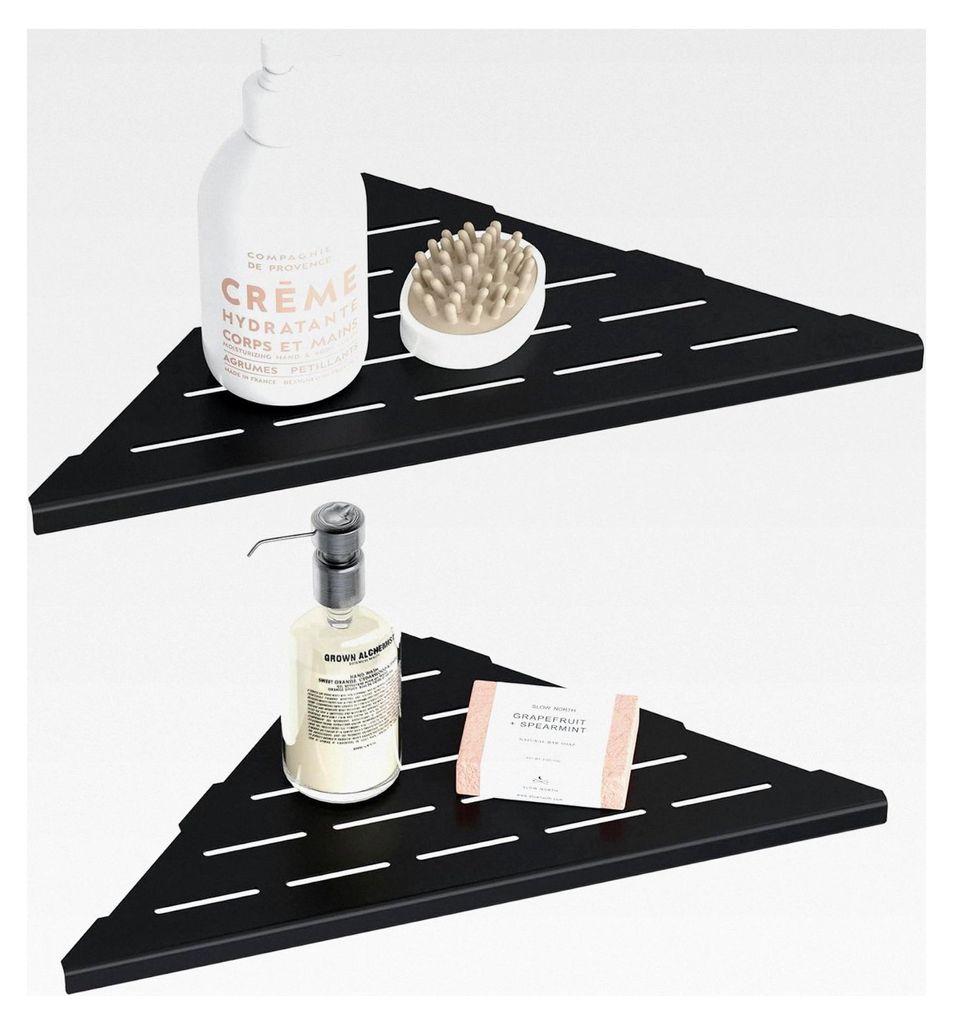 Eckablage für die Dusche ohne Bohren, 304 Edelstahl Duschregal, Wandmontage, 2 Stück Badablage, Schwarz, 25,4 cm