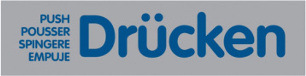 Dreifke Türschild, Drücken - mehrsprachig, 40 x 160 mm, PVC 1 Stk.