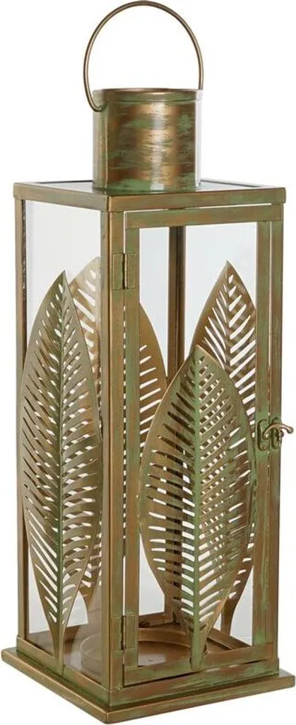 Grande Lanterne Décorative en Métal Doré 50 cm Style Nature Chic