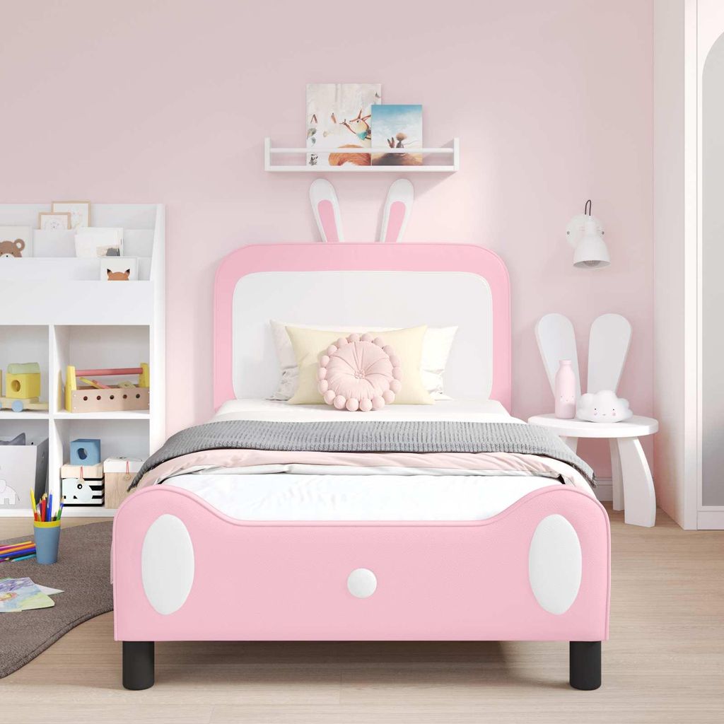 Cloris Designermöbel Kinderbettgestell mit Kopfteil mit Kopfteil Rosa 80 x 200cm Polyurethan- 2026Neu938181 - Klassische BettenJugendbett Tagesbett
