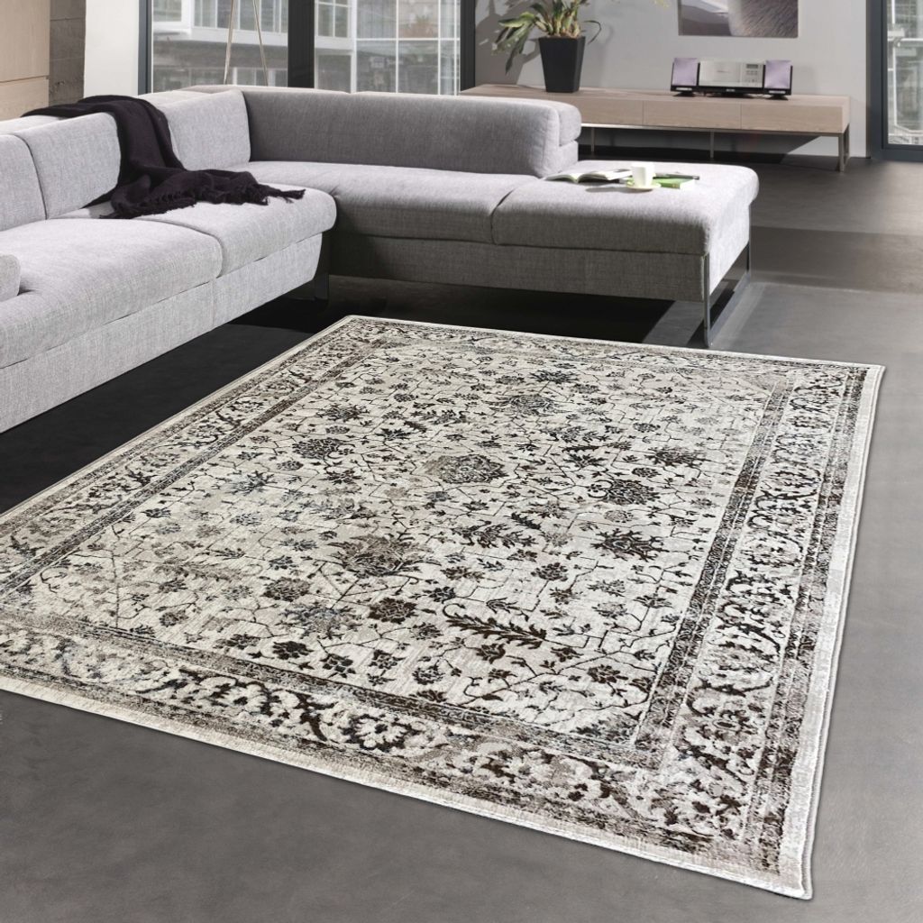 Schlichter Orientteppich – Blumen verziertes Design – in creme Größe - 140 x 200 cm