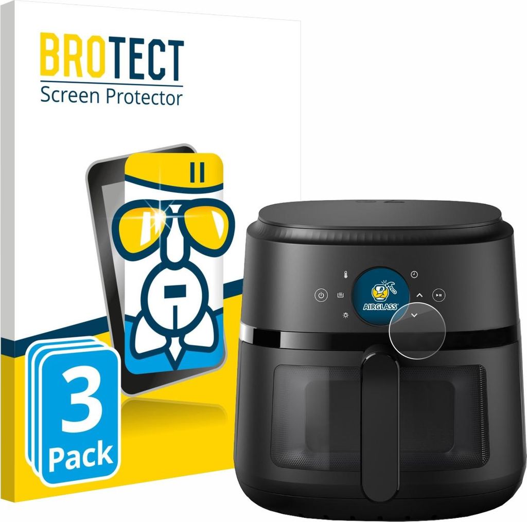 3x BROTECT Schutzglas für Philips Airfryer 2000 Gen 2 6,2L Schutzfolie Panzer Folie Glas Display Schutz klar