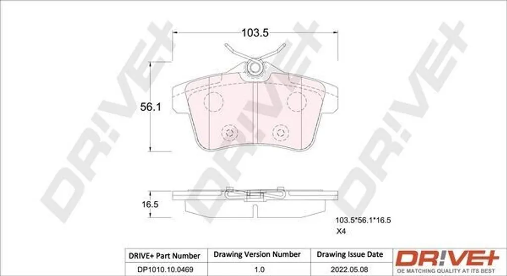 Dr!ve+ DP1010 Plaquettes arrière 16 085 206 80 pour 308 I CC, C4, DS 4/5