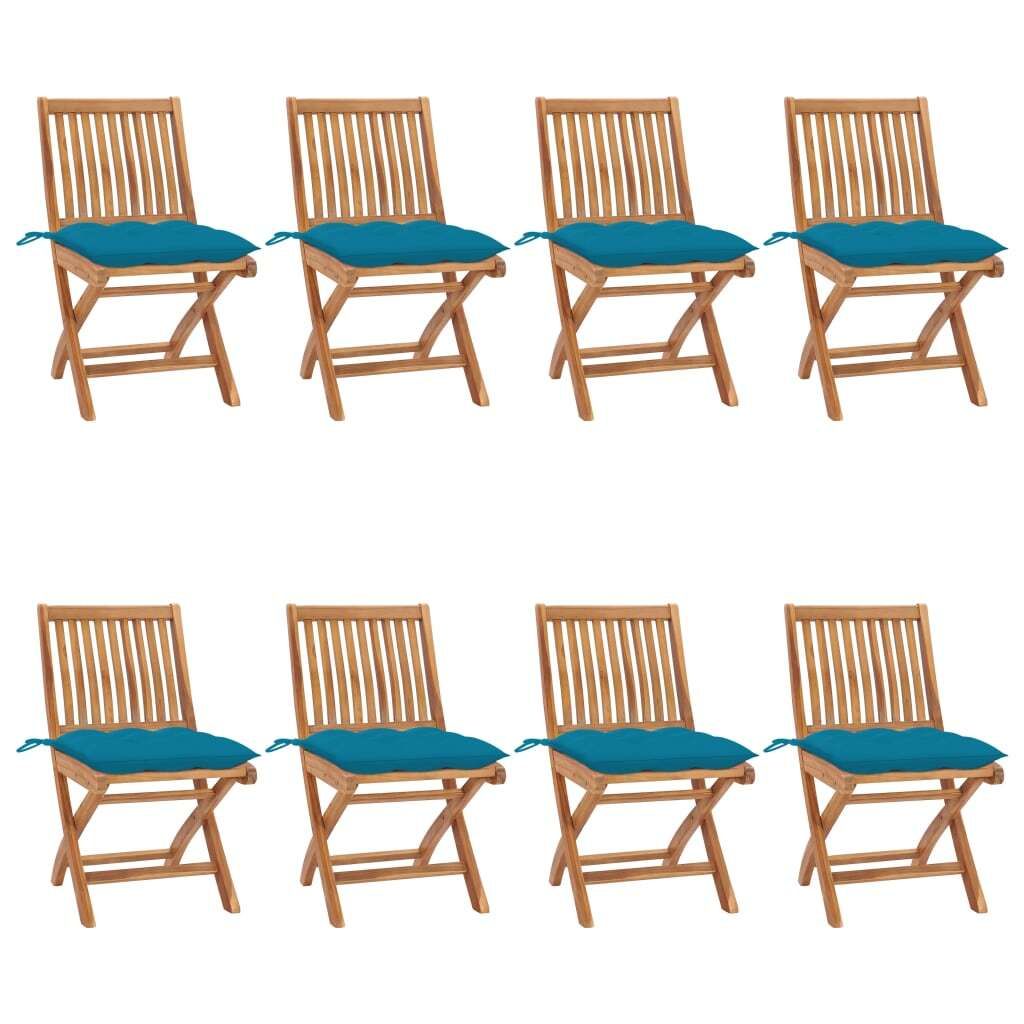 Maison Exclusive - Klappbare Gartenstühle mit Kissen 8 Stk. Massivholz Teak