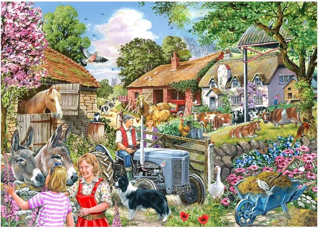 Puzzle 500 pièces XL A la porte de la ferme aux détails paysagers nets