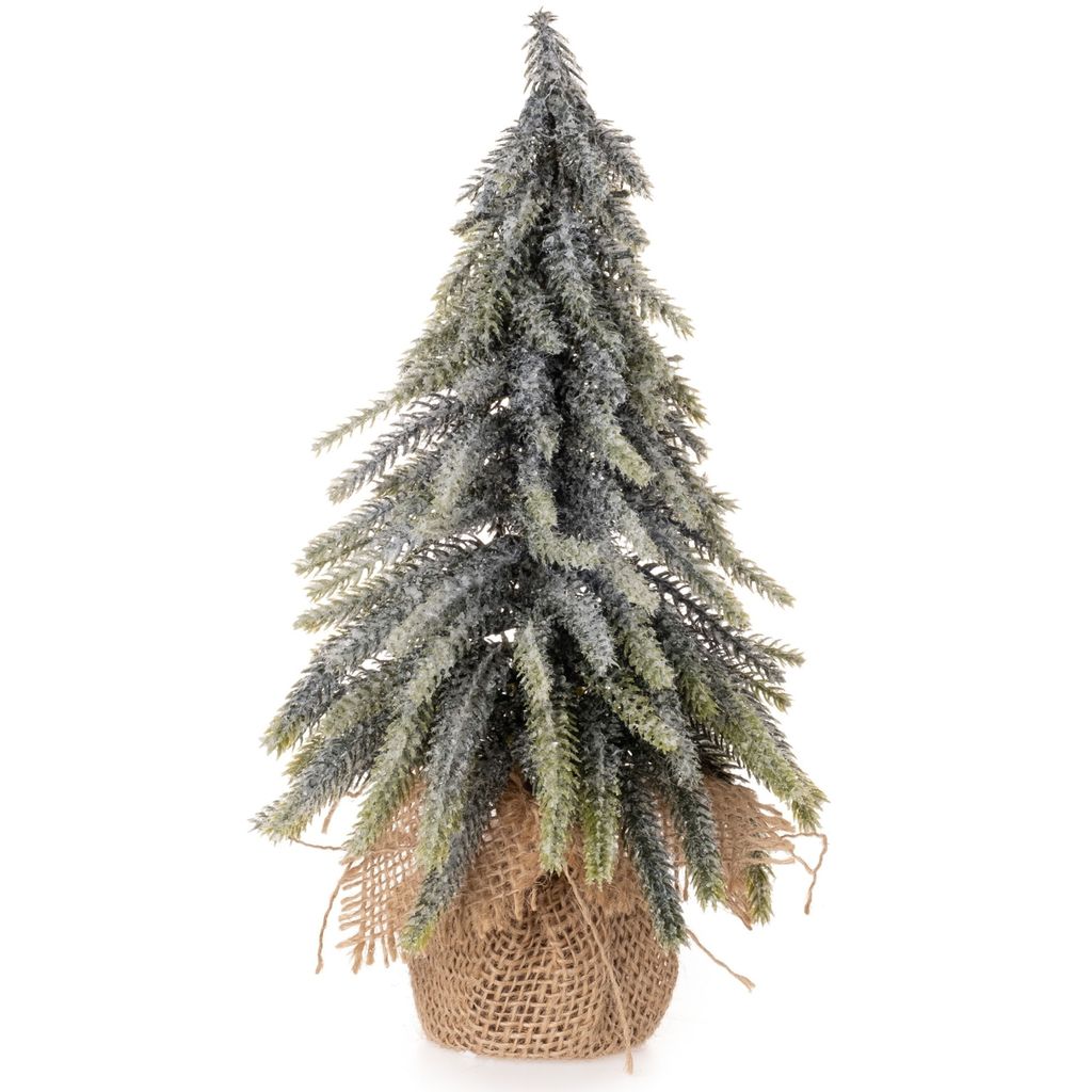1 x Künstlicher kleiner Tannenbaum mit Eiskristallen H 27 cm - Weihnachtsdeko Tannenbaum - künstlicher Weihnachtsbaum (H 27 - Ø 16 cm)