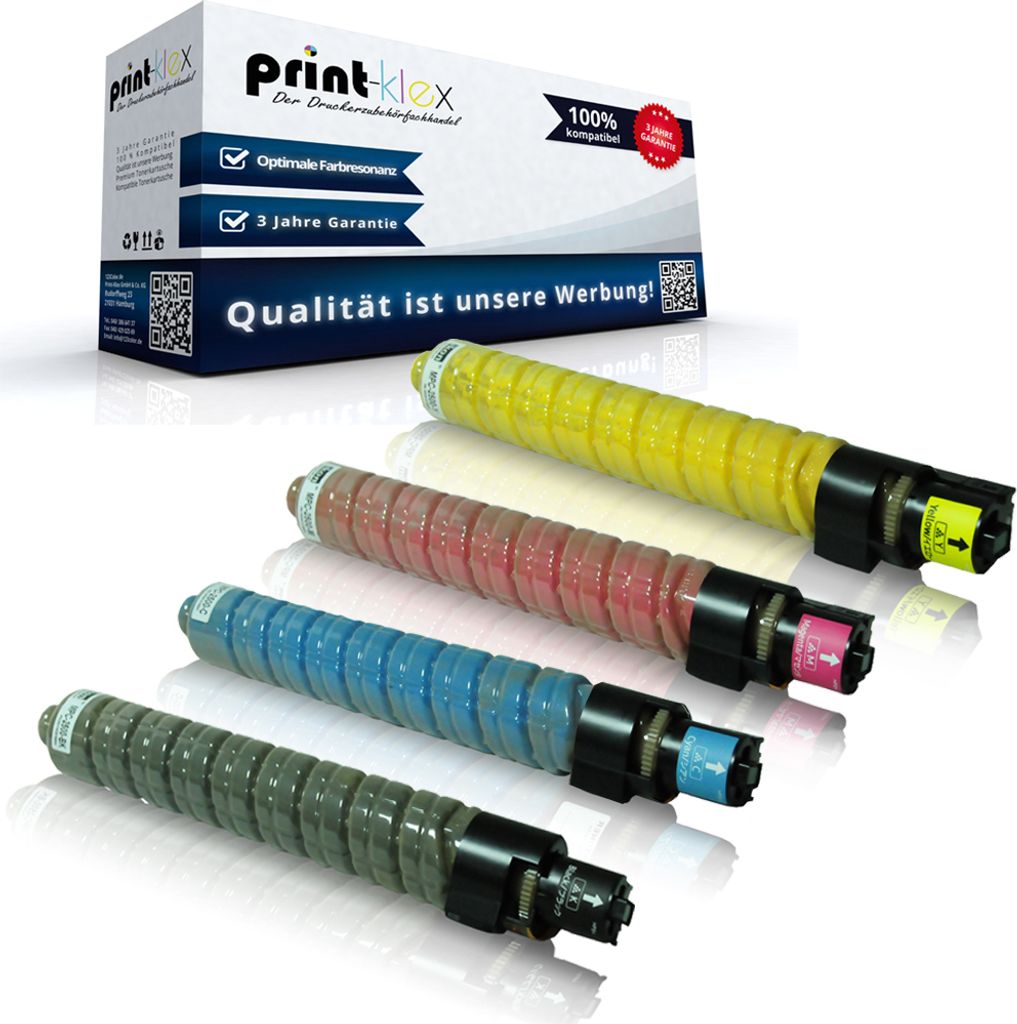 4x Kompatible Tonerkartuschen für Ricoh Aficio MP C 2030 MP C 2050 MP C 2050 spf MP C 2530 841196 841197 841198 841199 Schwarz Blau Rot Gelb - Eas...