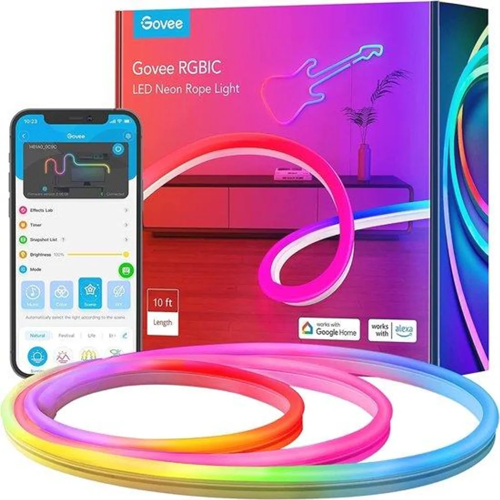 Kit Néon LED RGBIC 3m flexible pour supprimer les zones sombres avec App