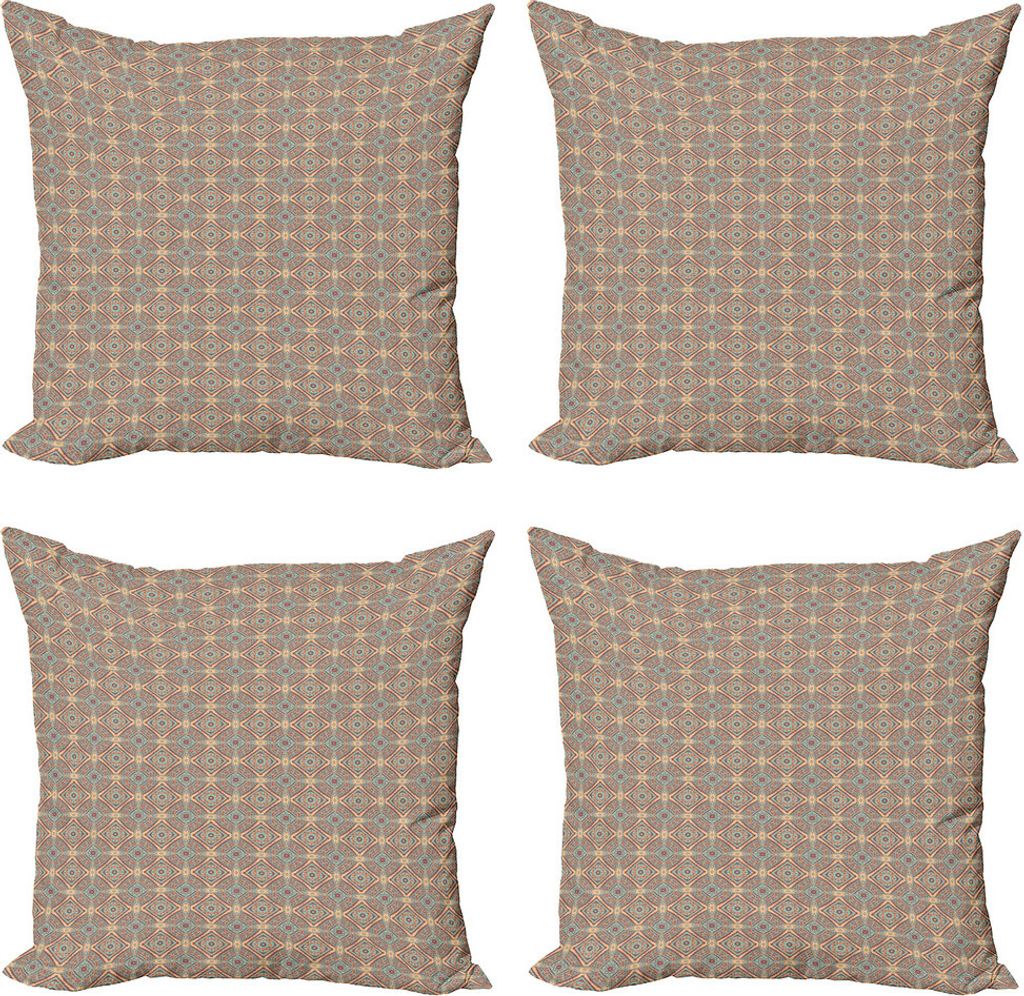ABAKUHAUS irre Kissenbezug Set (4 Stück), Vintage abstrakte Oriental, Moderner Doppelseitiger Digitaldruck, 45 cm x 45 cm, Mehrfarbig