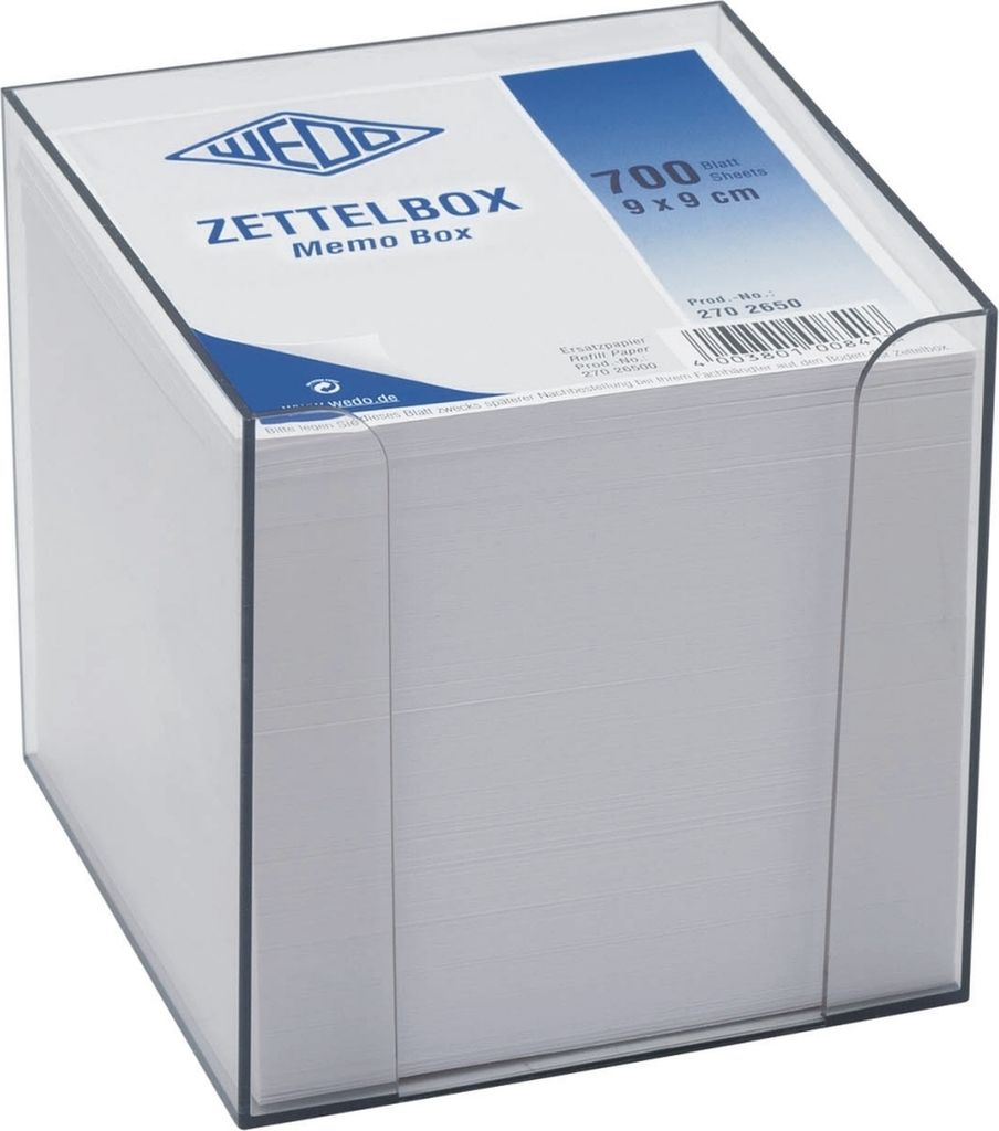 Zettelbox 9,5x9,5cm rauchglas Packung mit 12 Stück