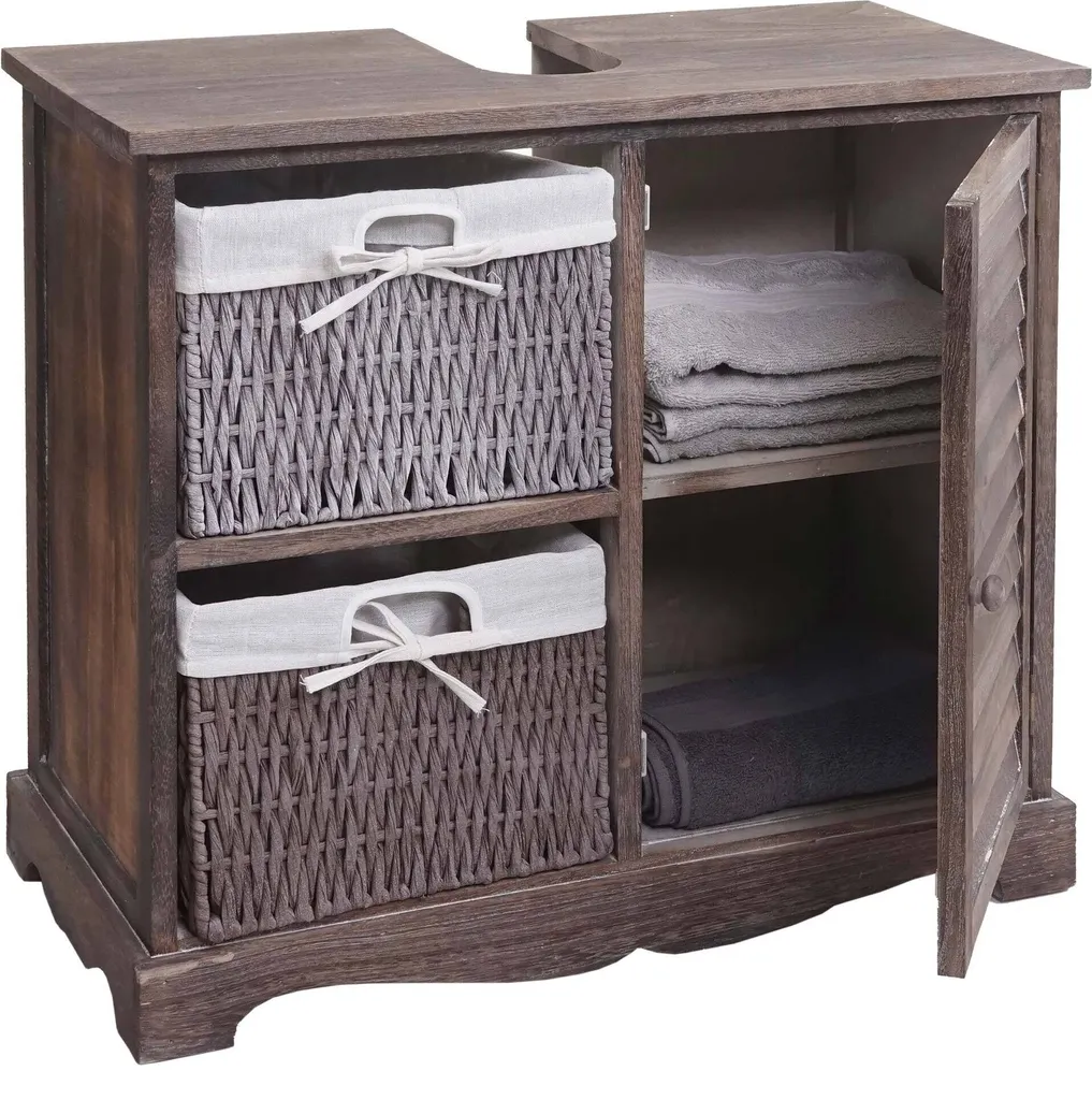 Mobile Bagno Vintage HWC-H20 Marrone 60x65x31cm | Arredo Shabby Chic