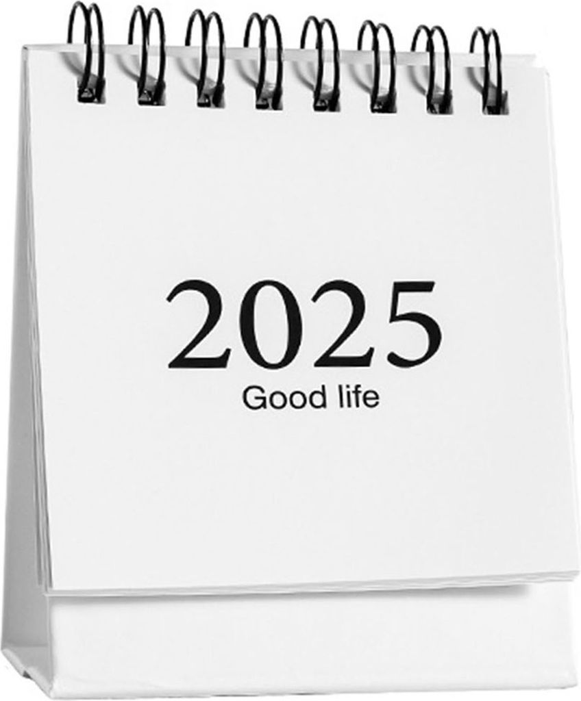 Tischkalender 2025, Jahresplaner, Spiralkalender, Buch, Jahresplaner, Organizer, Home-Office-Zubehör für Lehrer, Studenten, Büroangestellte, Weiß