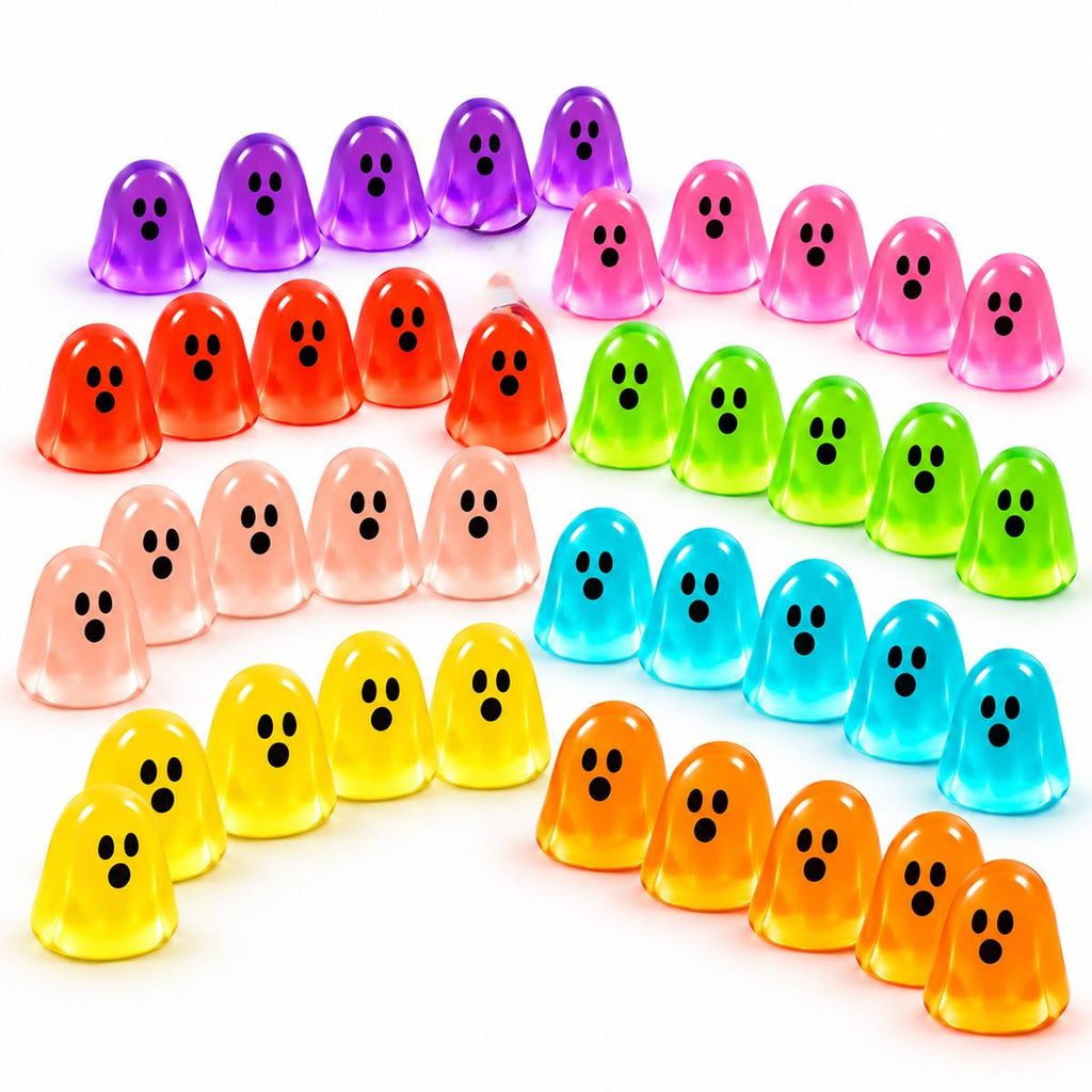 Mini Halloween Geister, 40 Stück in 8 Farben, Produktbild 