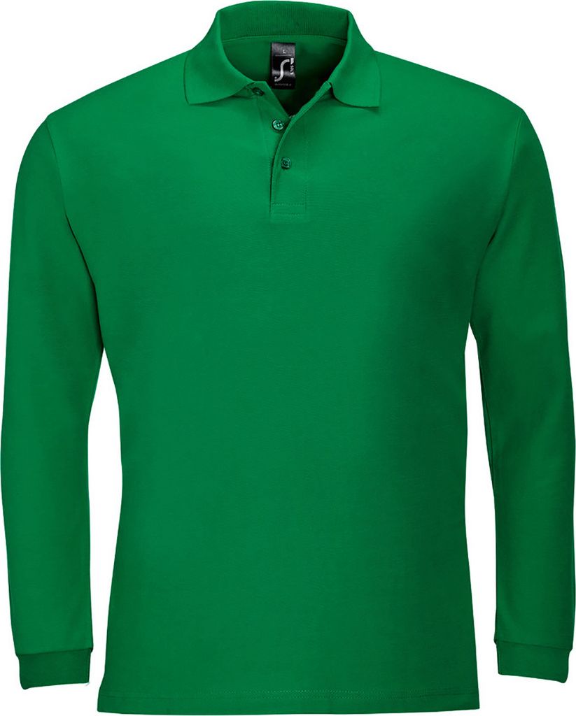 SOLS Herren Winter II Pique Langarm-Shirt / Polo-Shirt, Langarm PC329 (L) (Kelly-Grün)