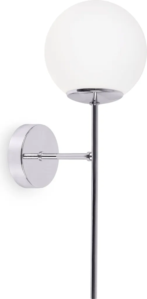 Applique Siena Cromo 1 Luce E14 Vetro Bianco - Lampada Parete Interno