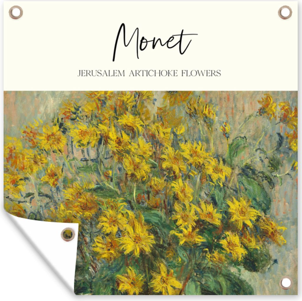 MuchoWow 50x50 cm Outdoor-Poster Gartendeko Sichtschutz Garten Poster für den Garten Gemälde - Topinamburblüten - Monet