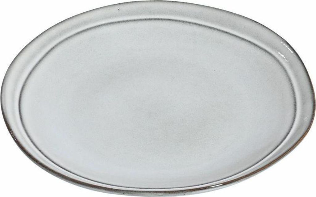 ESTIA | Teller - Flachteller - aus Steingut - grau - rund 21 cm - Dessertteller - Essteller - Kuchenteller