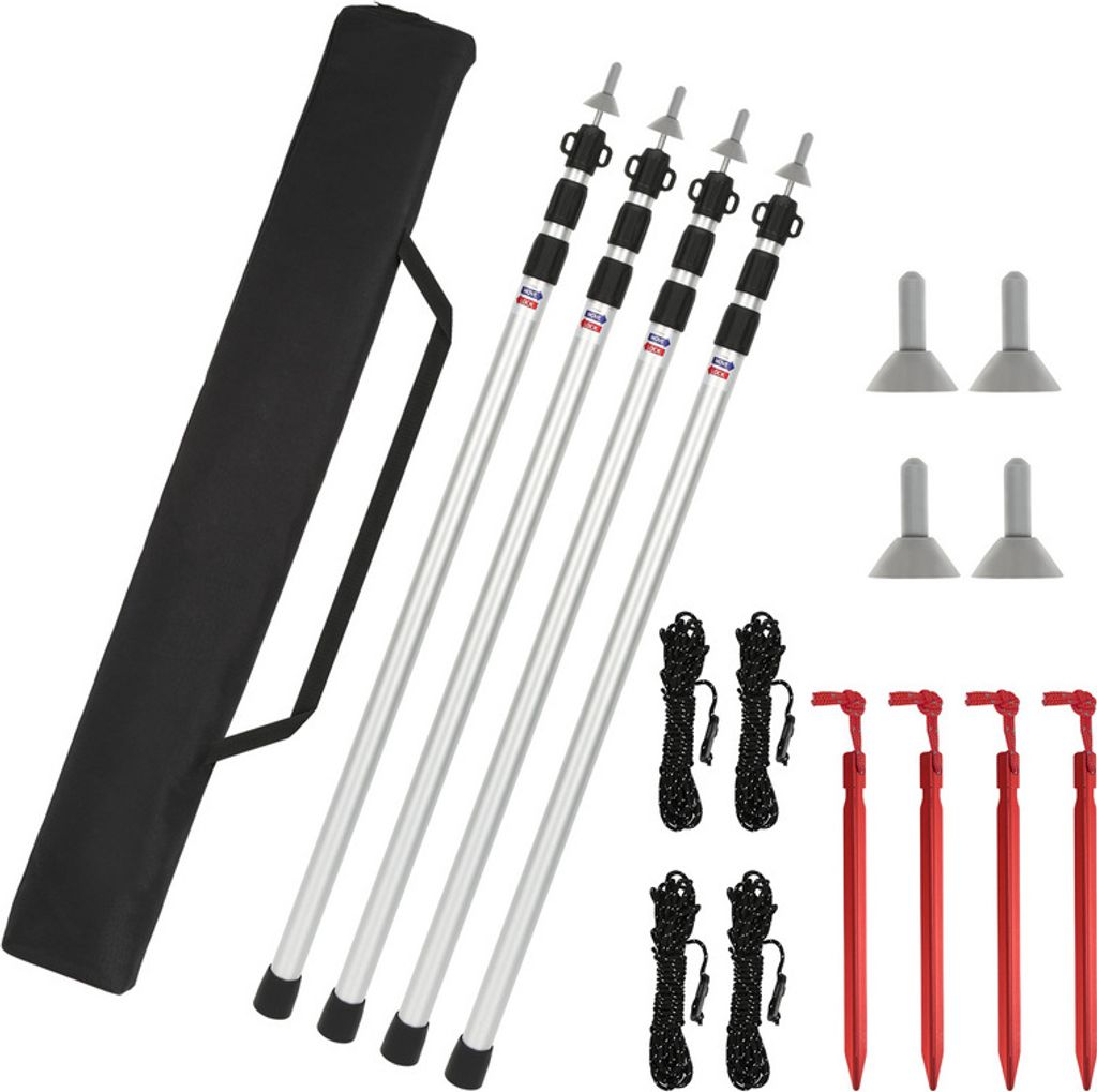 Zeltstange Aluminium Teleskop-Zeltstangen, Verstellbare Aufstellstangen für Zelt, Tarp, Sonnensegel oder Plane, Längen von 87-234 cm 4 Stück
