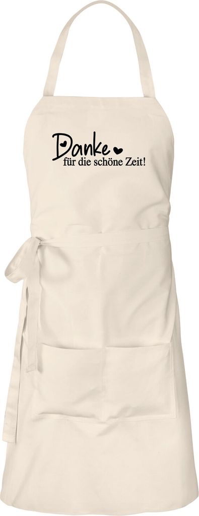 Huuraa Schürze Danke für die schöne Zeit Herzen Natur mit Taschen Baumwolle Kochschürze Geschenkidee