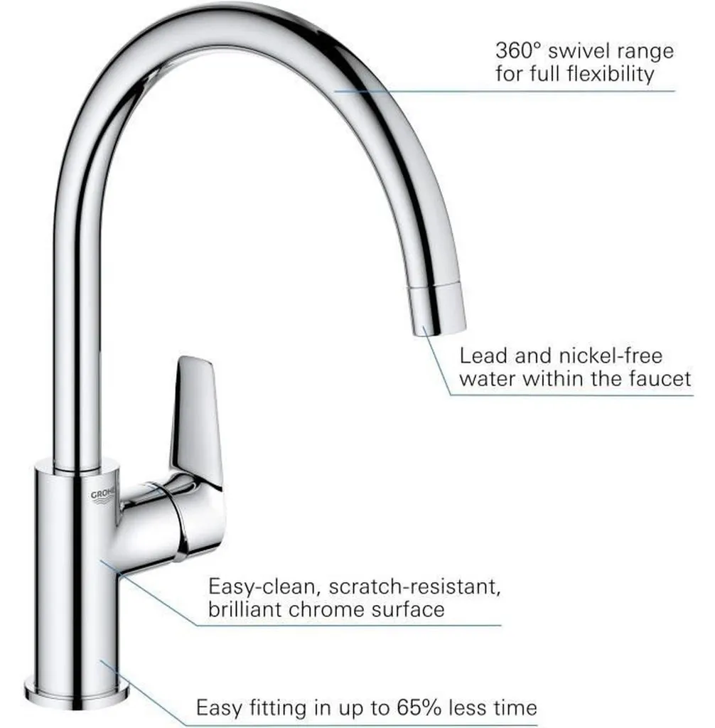 Mitigeur évier GROHE StartEdge Chrome 4005176728068 avec bec pivotant