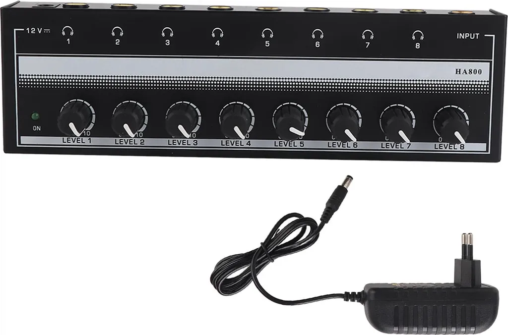 Amplificateur de casque 8 canaux en métal pour studio et scène - HA800