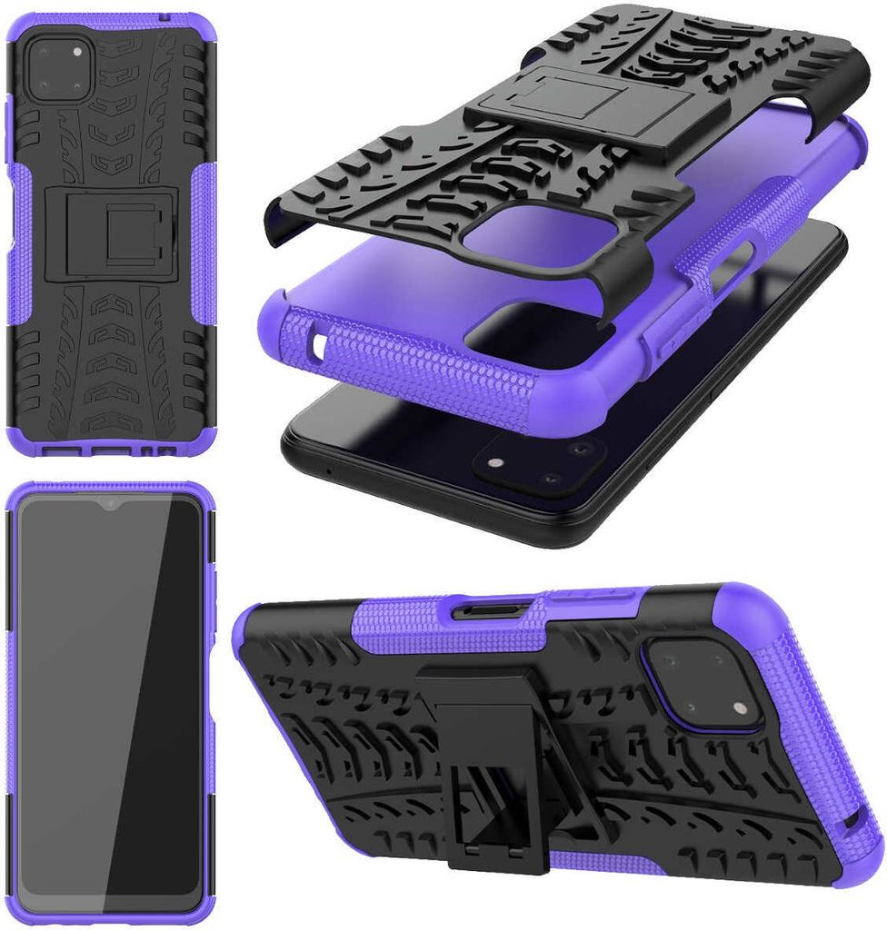 Für Samsung Galaxy A22 5G Hybrid Case Outdoor Lila Handy Tasche Etuis Hülle Neu