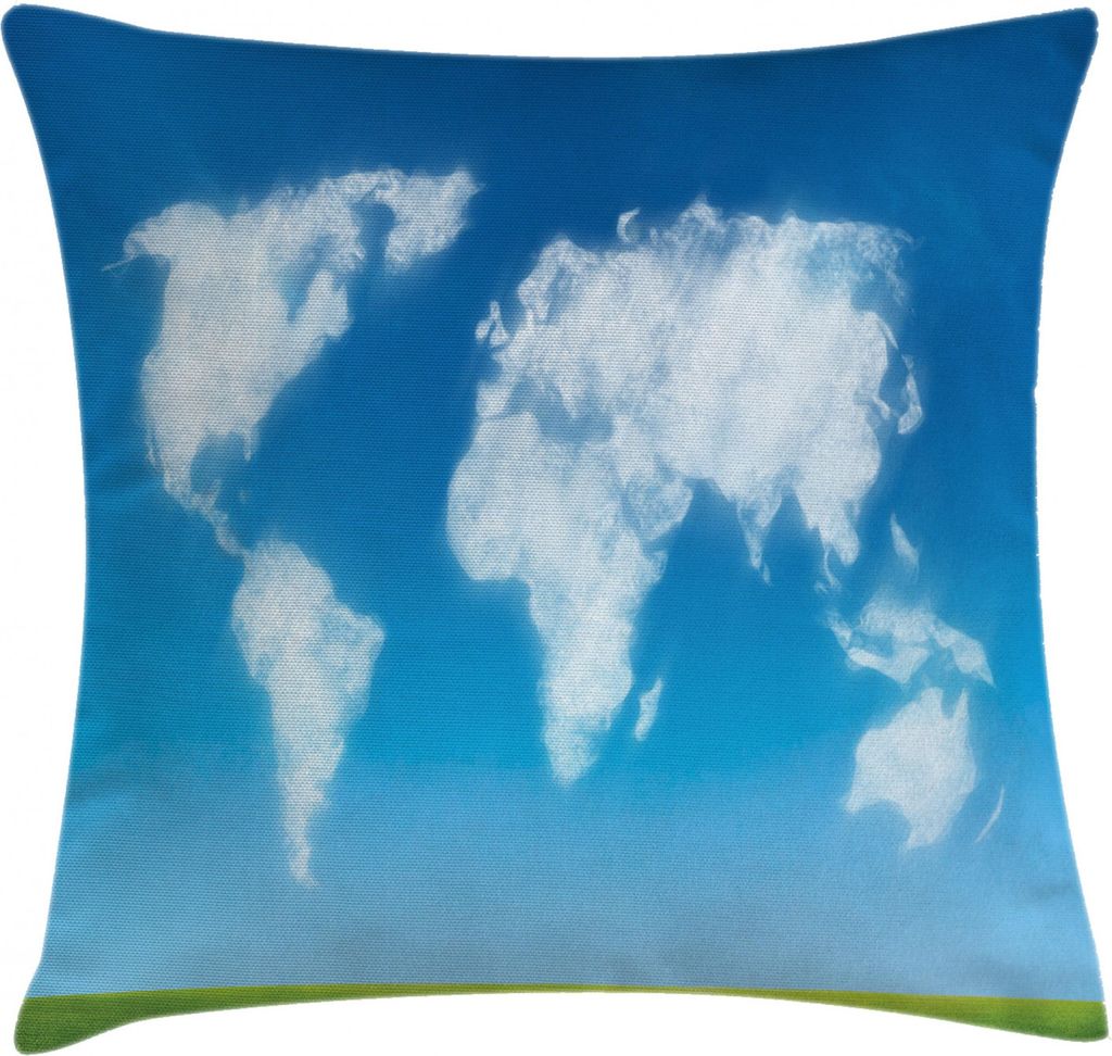 ABAKUHAUS Weltkarte Kissenbezug, Farbige Wolken im Himmel, Waschbar mit Reißverschluss Kissenhülle mit Farbfesten Klaren Farben Beidseitiger Druc...