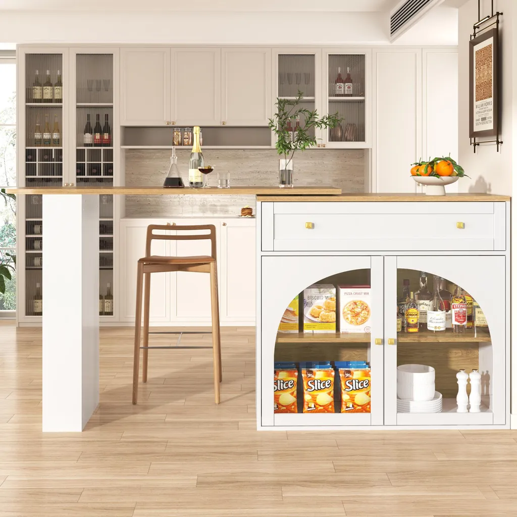 Table de bistrot modulable pour petit espace avec grand rangement blanc - 7