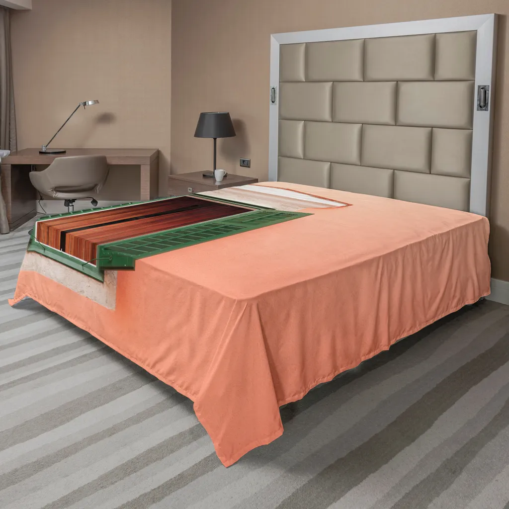 Grand drap plat décoratif motif champêtre orange et vert 266x260 cm