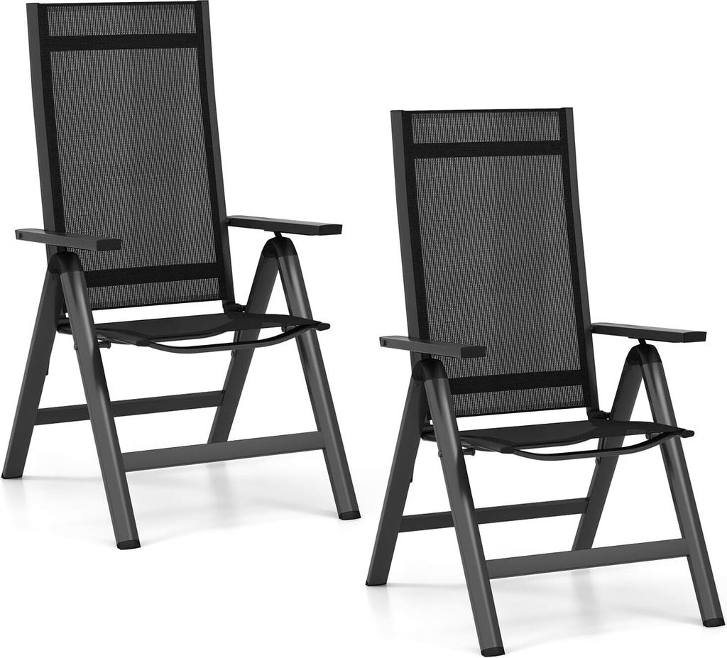 KOMFOTTEU Klappstuhl mit Verstellbarer Rückenlehne, Gartenstuhl klappbar mit rutschfeste Füße, Balkonstuhl Terrassenstuhl für Garten, Patio(2 S...