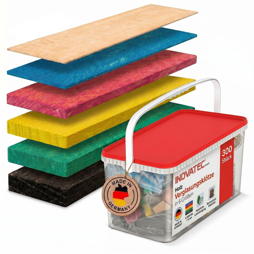 300 x INOVATEC Holz Verglasungsklötze 80 x 24 mit Eimer Produktbild 