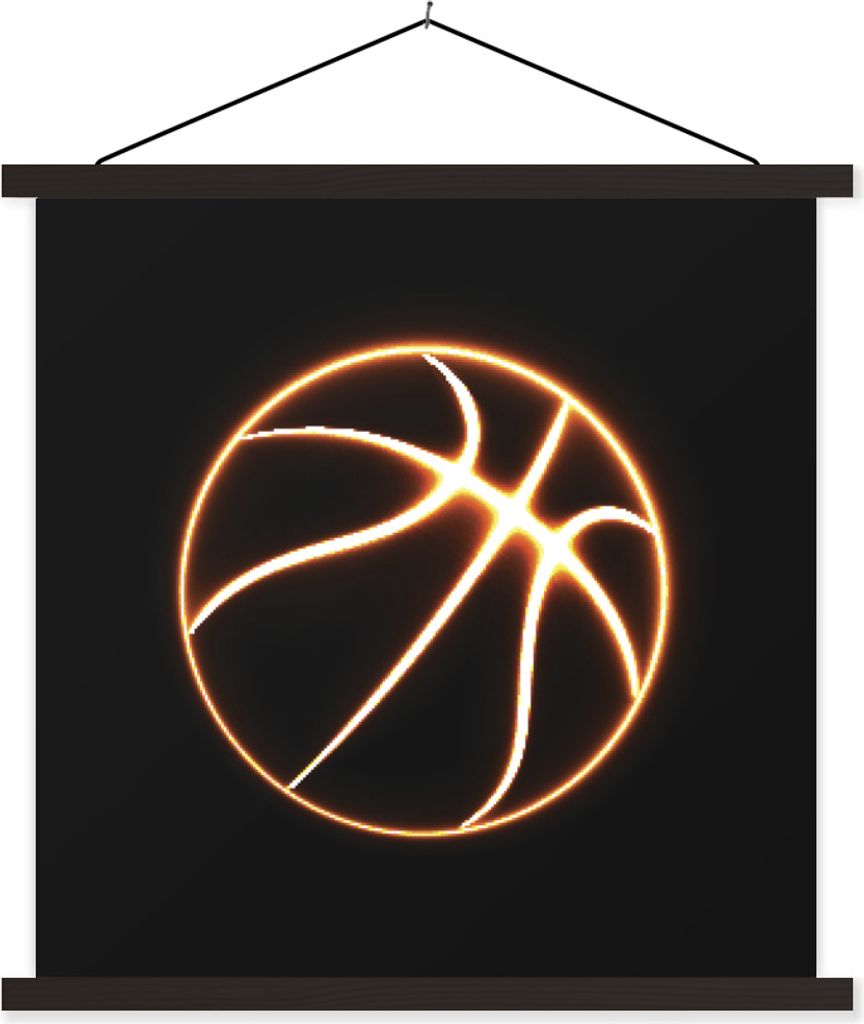 MuchoWow Textilposter Eine Illustration eines leuchtenden Basketballs 40x40 cm mit schwarzem Rahmen - Fotos