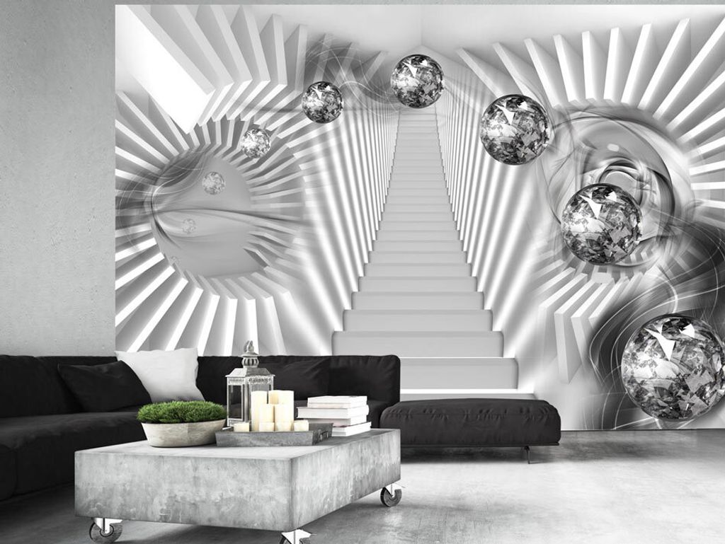 Vlies Fototapete 400x280 cm Tapeten Wandtapete XXL Abstrakt silber Kugel a-A-0151-a-b