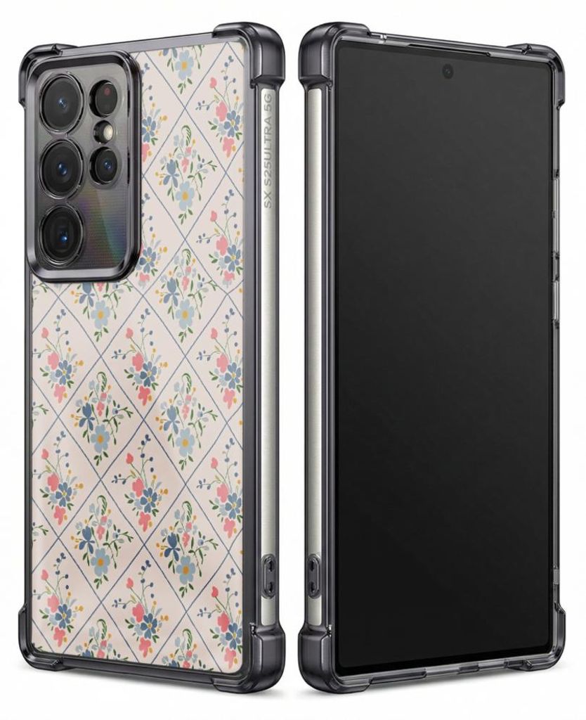 Personalisierte Hülle mit Bild für Samsung Galaxy S23 Elektroplattiert TPU Stoßdämpfer Handyhülle mit Blumen-Diamantmuster-Druckdesign