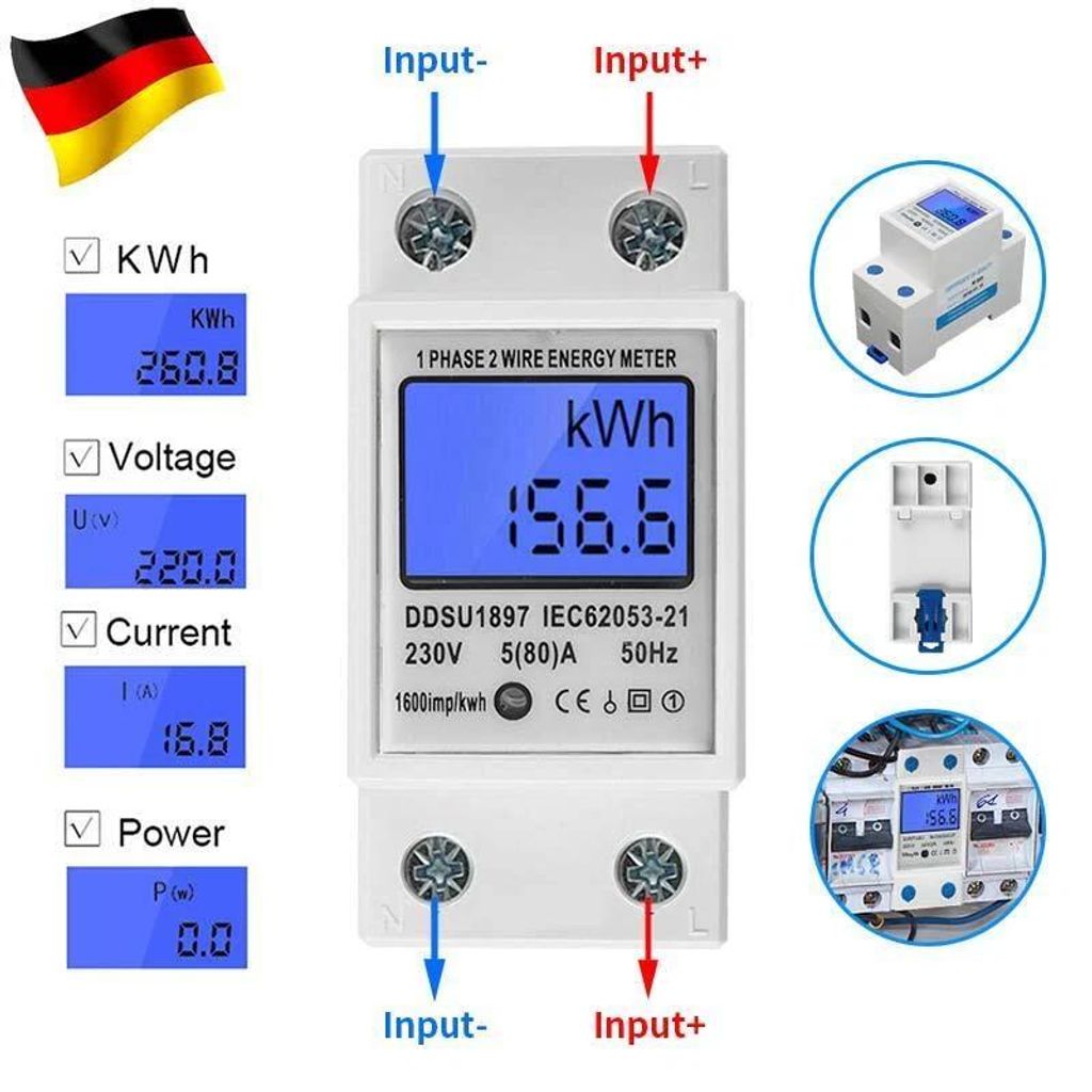 LCD Wechselstromzähler Stromzähler Geeicht Für DIN Produktbild 