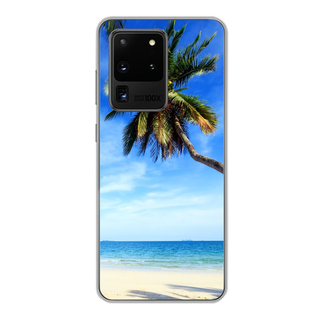MuchoWow Handyhülle Schutzhülle Hülle für Samsung Galaxy S20 Ultra Palmen - Strand - Meer Silikon Softcase Handy Hülle - Karteninhaber