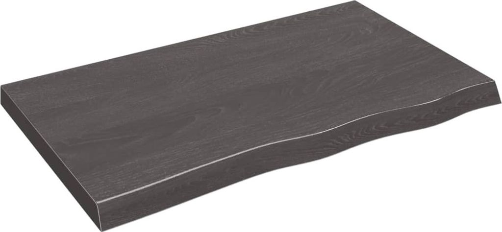 Wandregal Dunkelbraun 100x60x(2-6)cm Massivholz Eiche Behandelt
