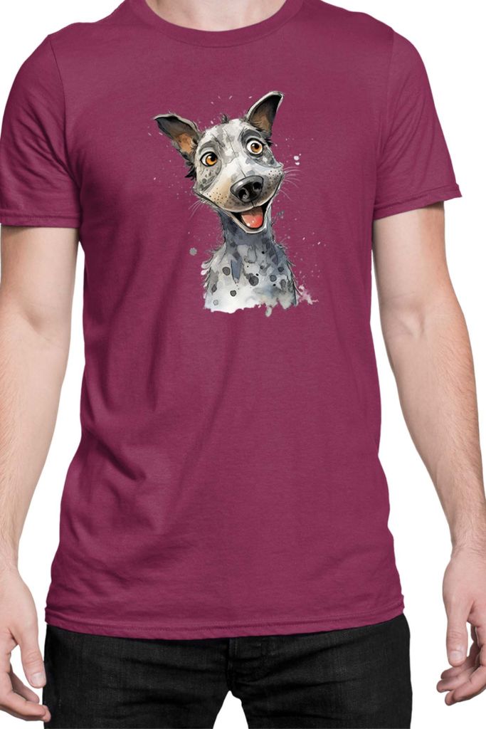 Herren T-Shirt Funny Dogs Breeds Australian Cattle Dog Breed Dog Breed, Man 2XL / Burgundy
