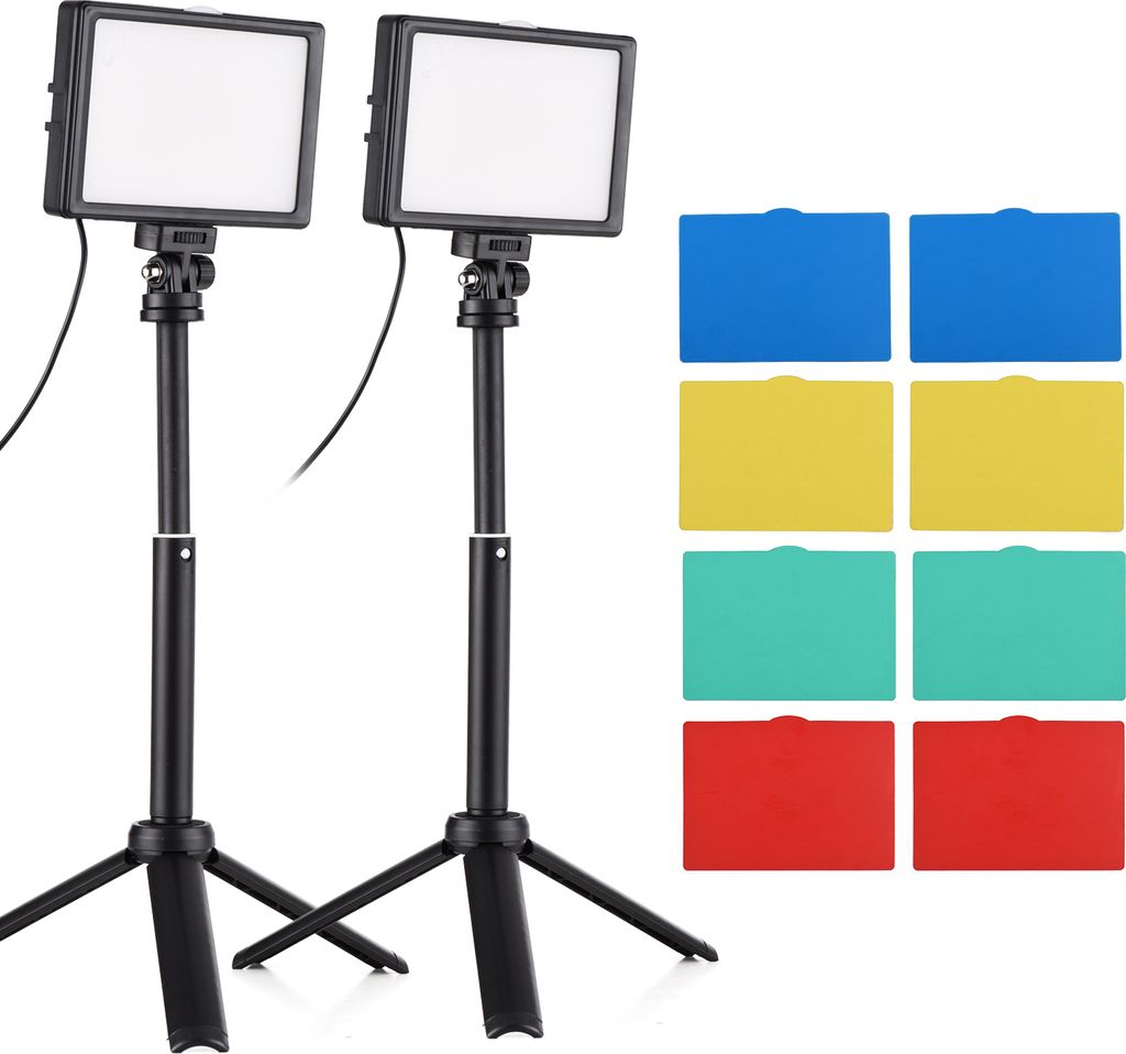 2 Packungen 15W LED-Videoleuchten-Set Desktop-Fotografie-Fuelllicht Zweifarbige Temperatur einstellbare Helligkeit CRI95 USB-Netzteil mit ausziehba...